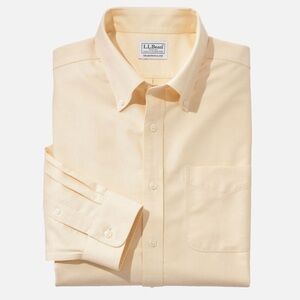 LL Bean Button-down Shirt Yellow Size 18-35 Wrinkle Resistant Slightly Fitted